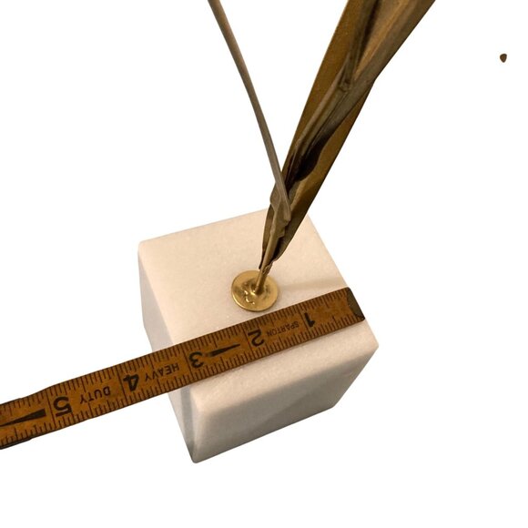 Vintage Brass Flower Sculpture With Marble Base - Picture 8 of 8